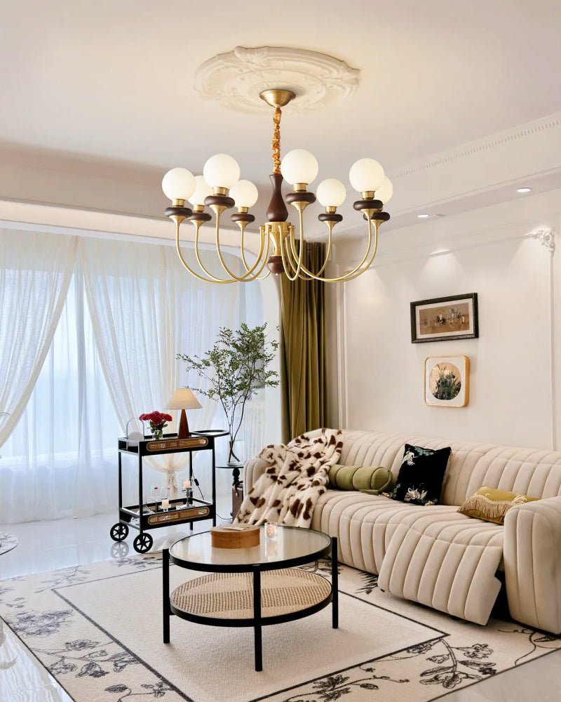 Cotheor lampadario in legno e vetro vintage Tradizionale