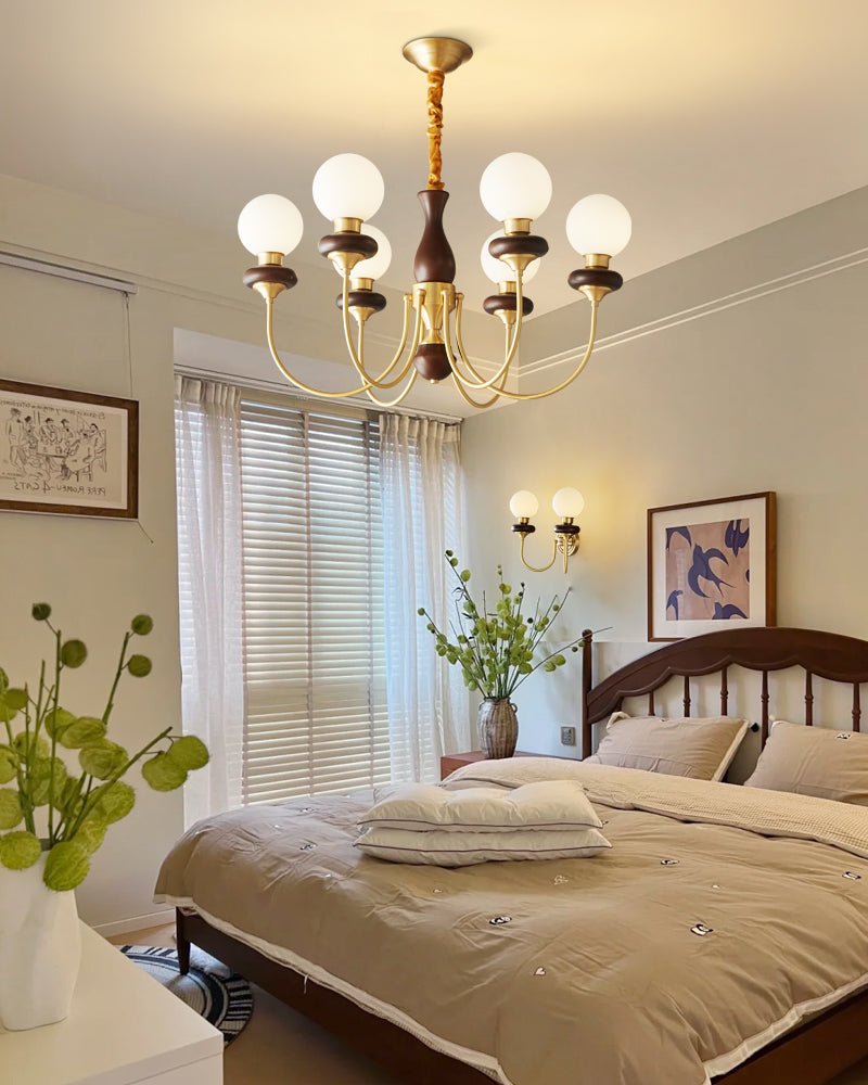 Cotheor lampadario in legno e vetro vintage Tradizionale