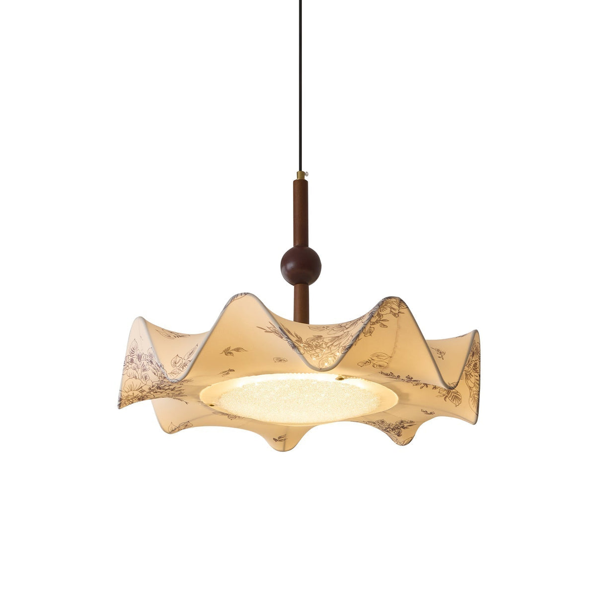 Zoshaos lampada a sospensione Eleganza Tradizionale vintage in tessuto e legno