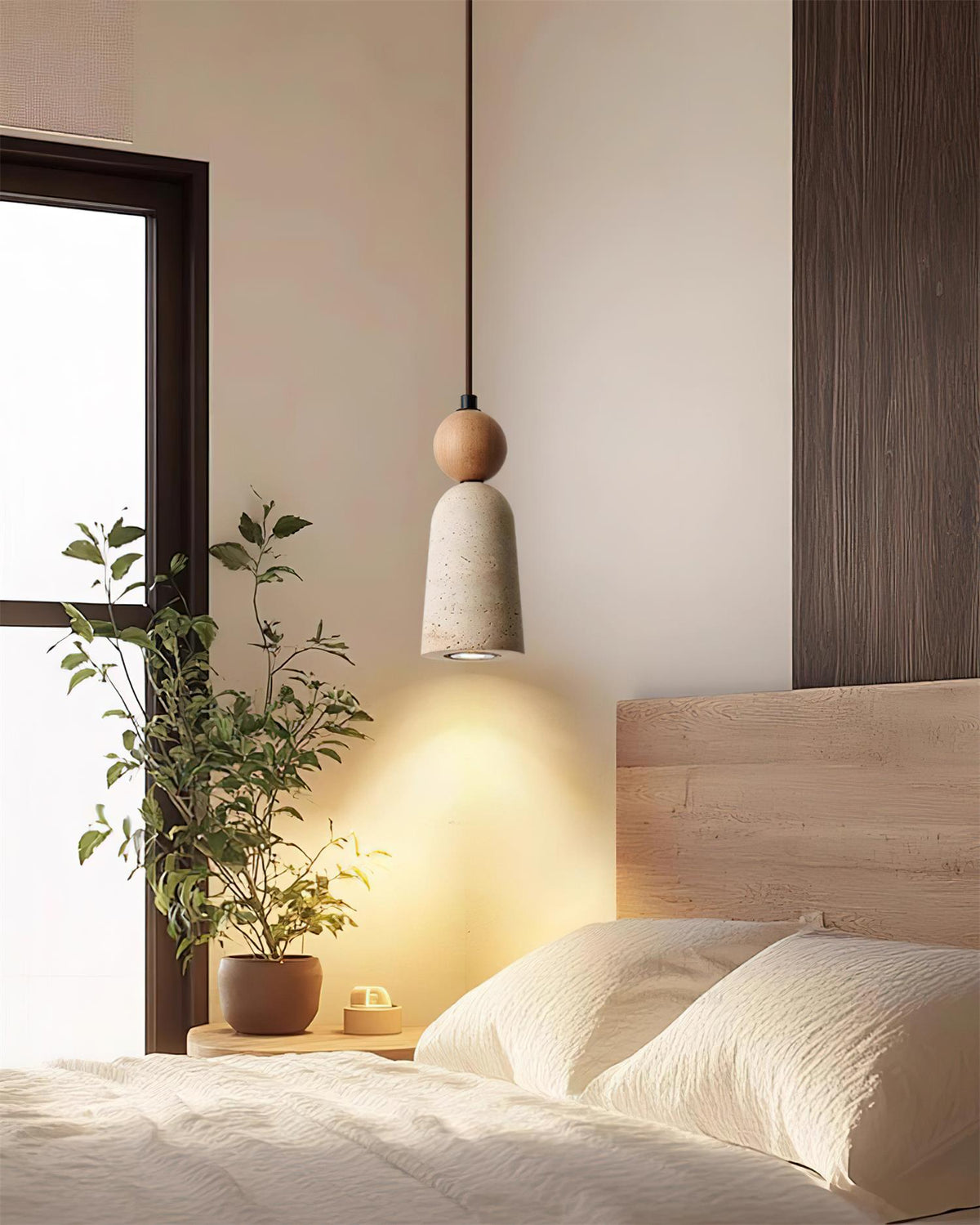 Nolira lampada a sospensione legno travertino Naturale