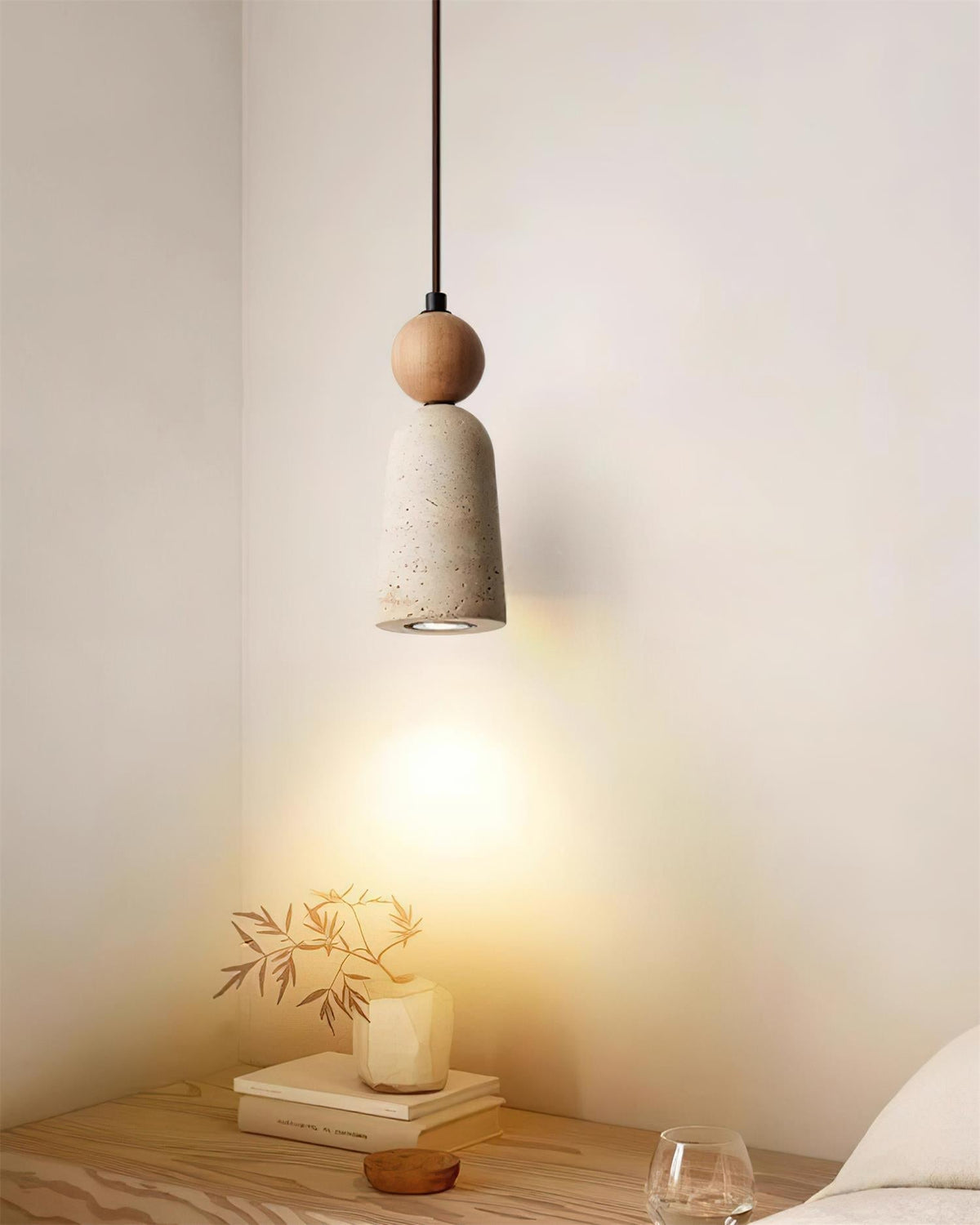 Nolira lampada a sospensione legno travertino Naturale
