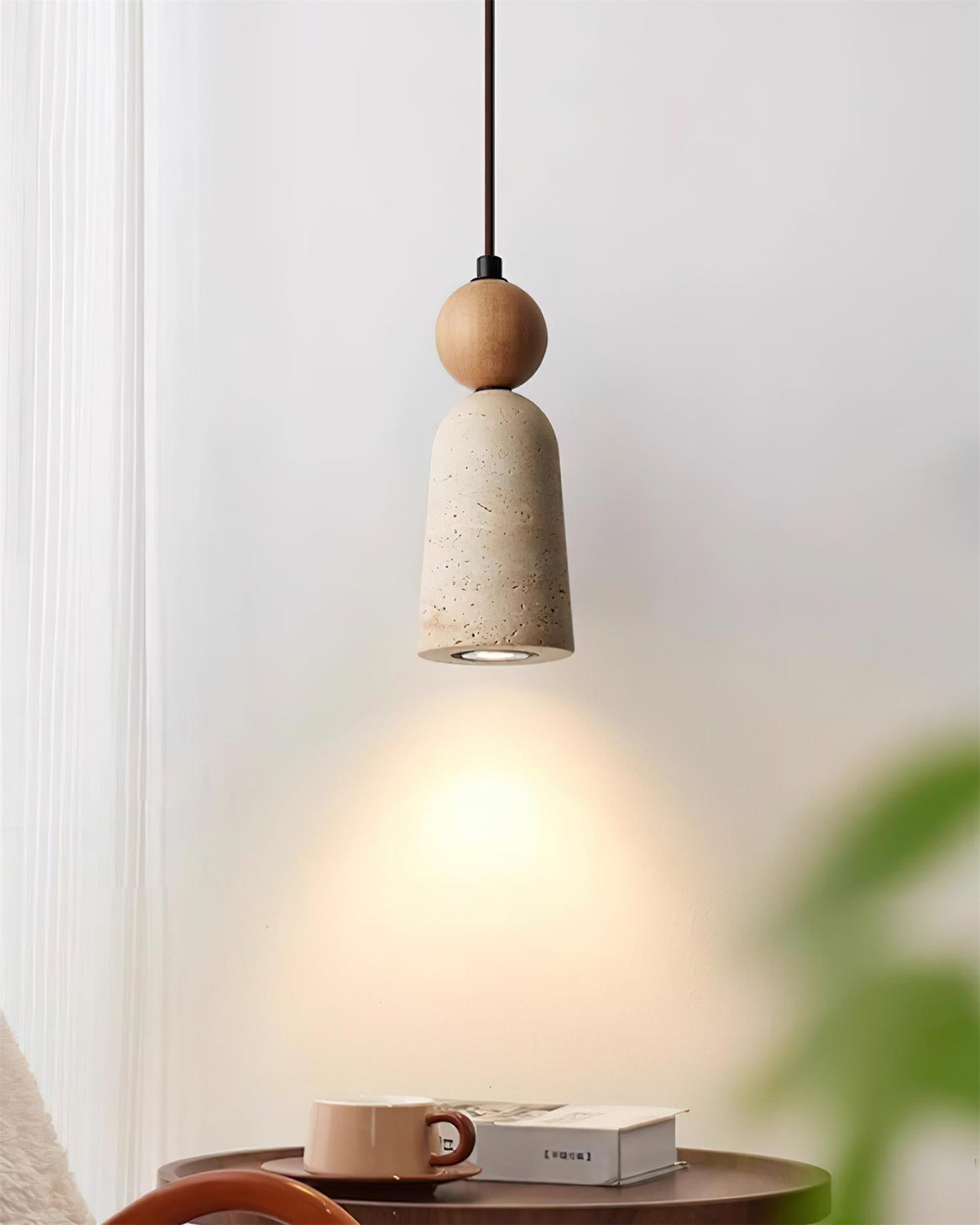 Nolira lampada a sospensione legno travertino Naturale