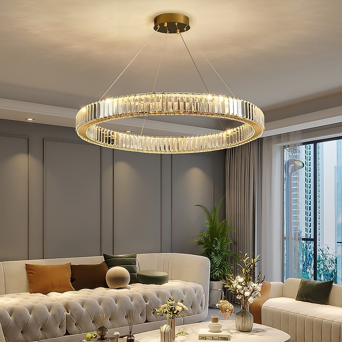 Cyrirelle lampadario Oro Anello Cristallo