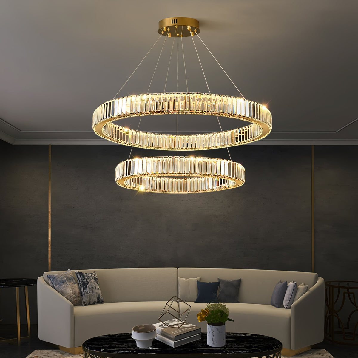 Cyrirelle lampadario Oro Anello Cristallo