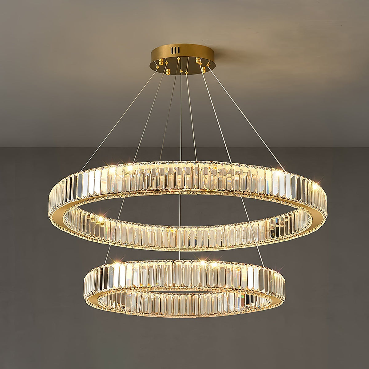 Cyrirelle lampadario Oro Anello Cristallo