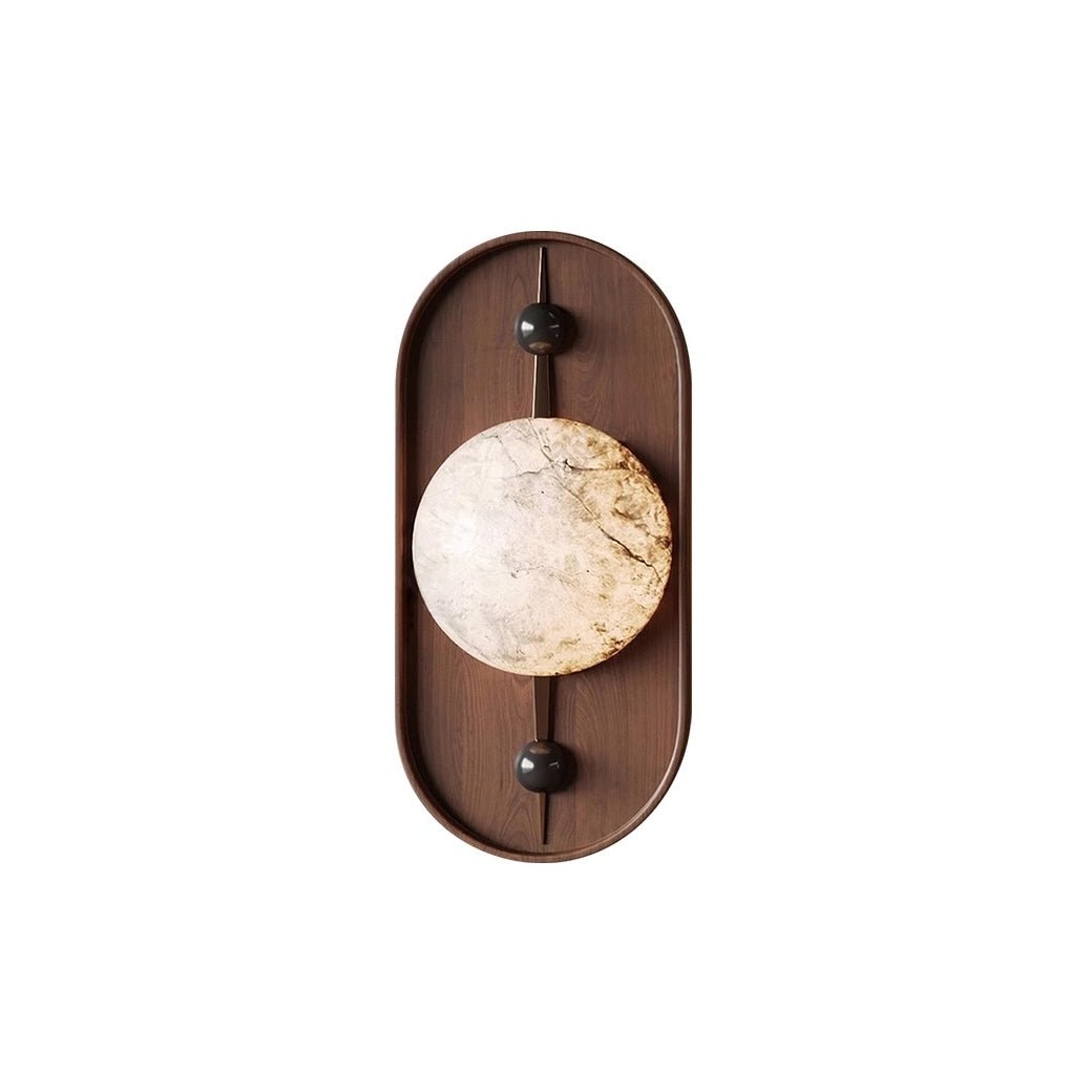 Nivuielle Oval alabastro legno Marrone lampada da parete