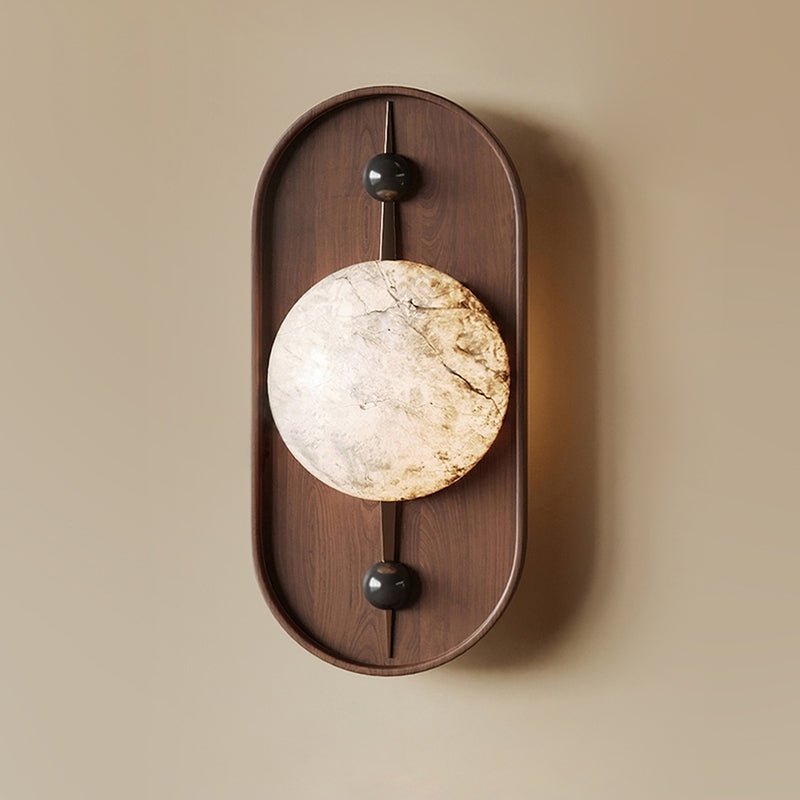 Nivuielle Oval alabastro legno Marrone lampada da parete