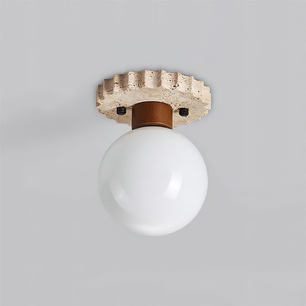 Valisaya lampada da soffitto con base in travertino a festone