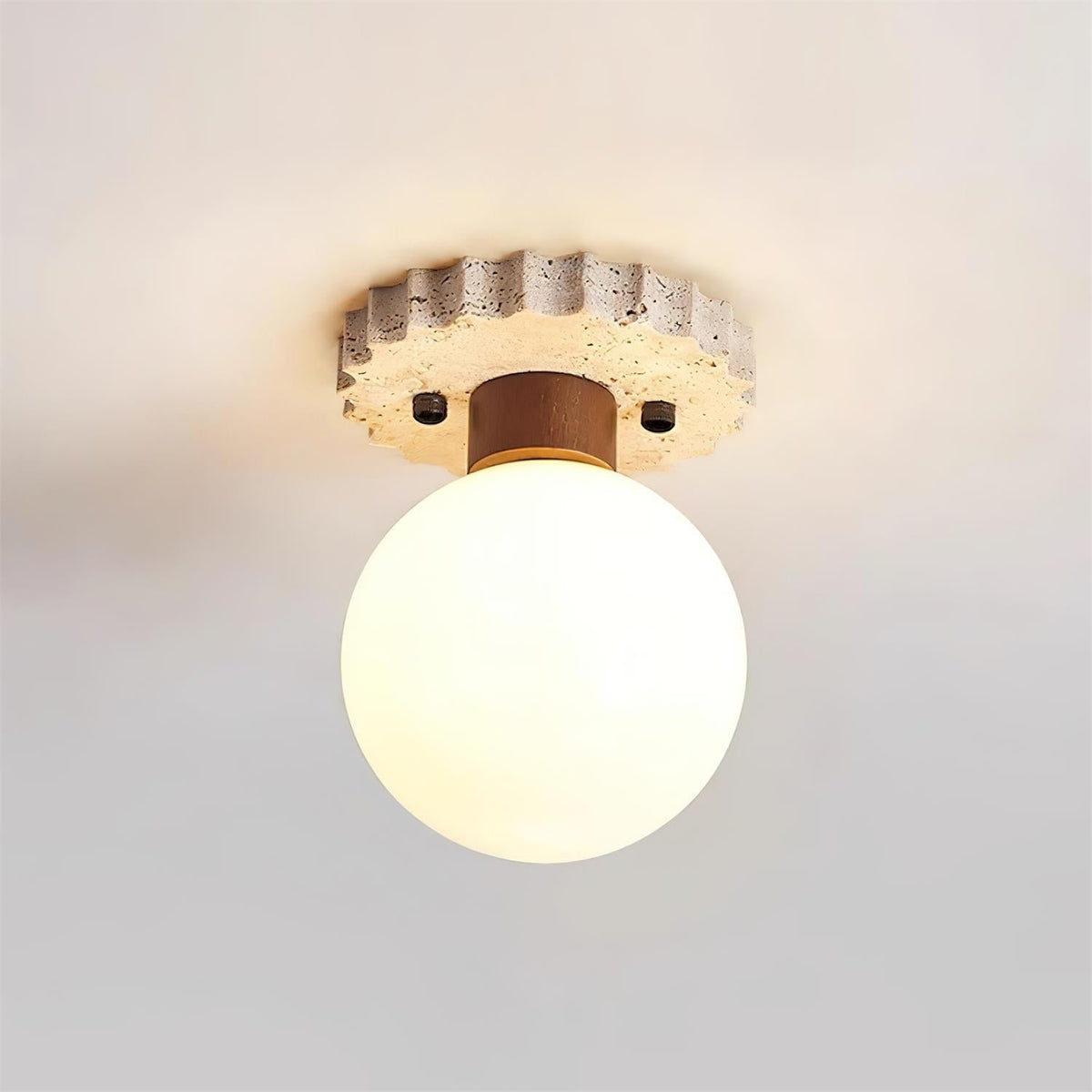 Valisaya lampada da soffitto con base in travertino a festone
