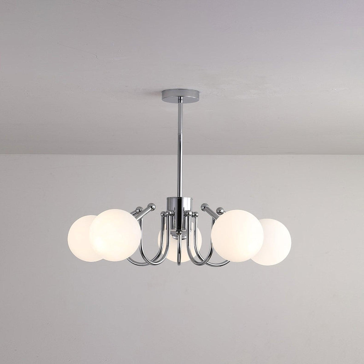 Tave lampadario sfera cromo moderno