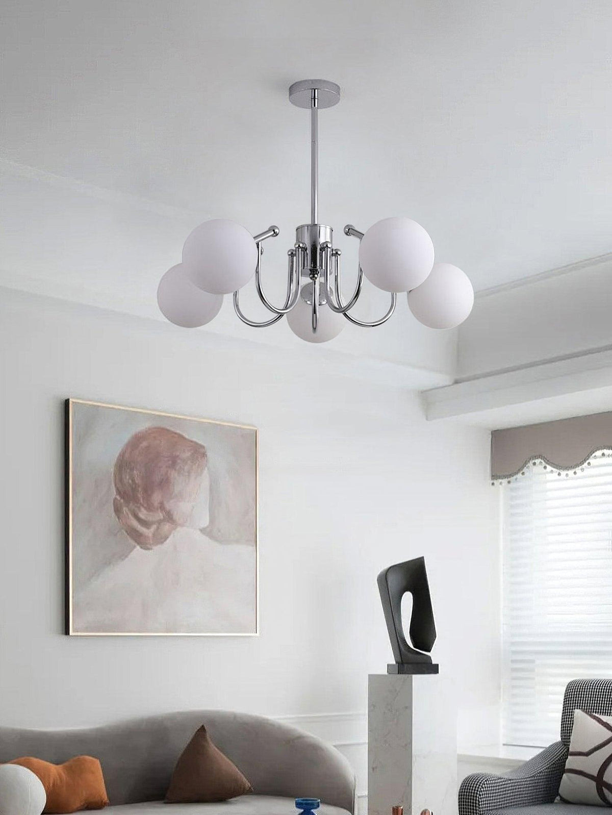 Tave lampadario sfera cromo moderno