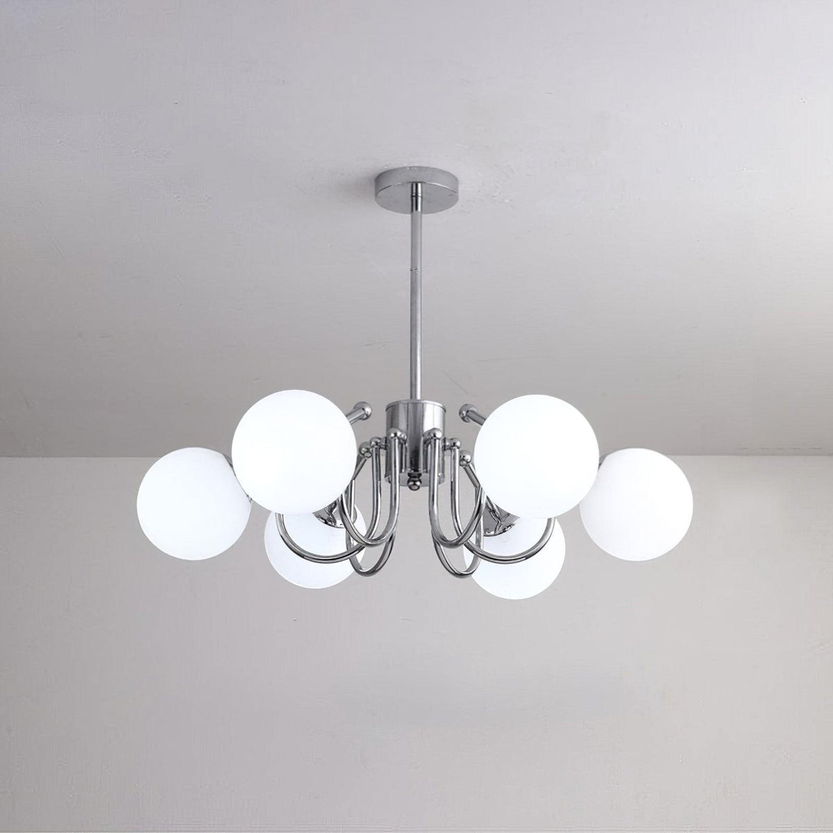 Tave lampadario sfera cromo moderno