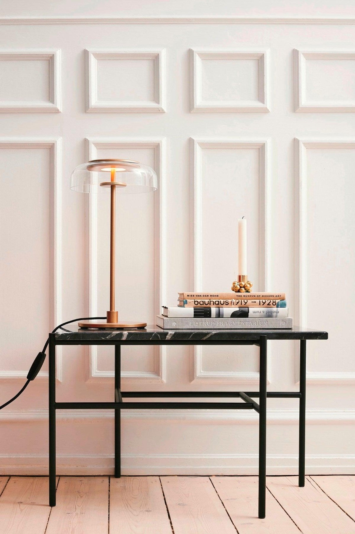 Rinelette lampada da tavolo in vetro Chiaro con Base in legno