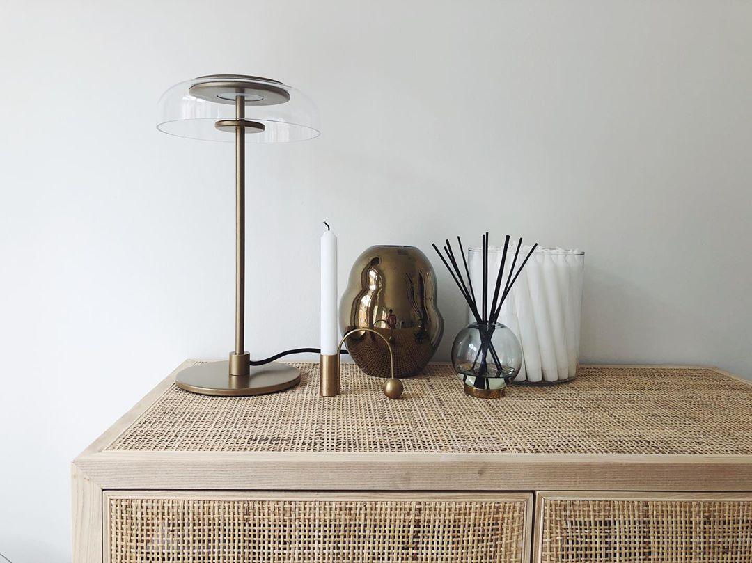 Rinelette lampada da tavolo in vetro Chiaro con Base in legno