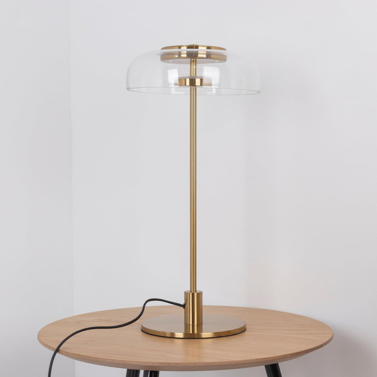 Rinelette lampada da tavolo in vetro Chiaro con Base in legno