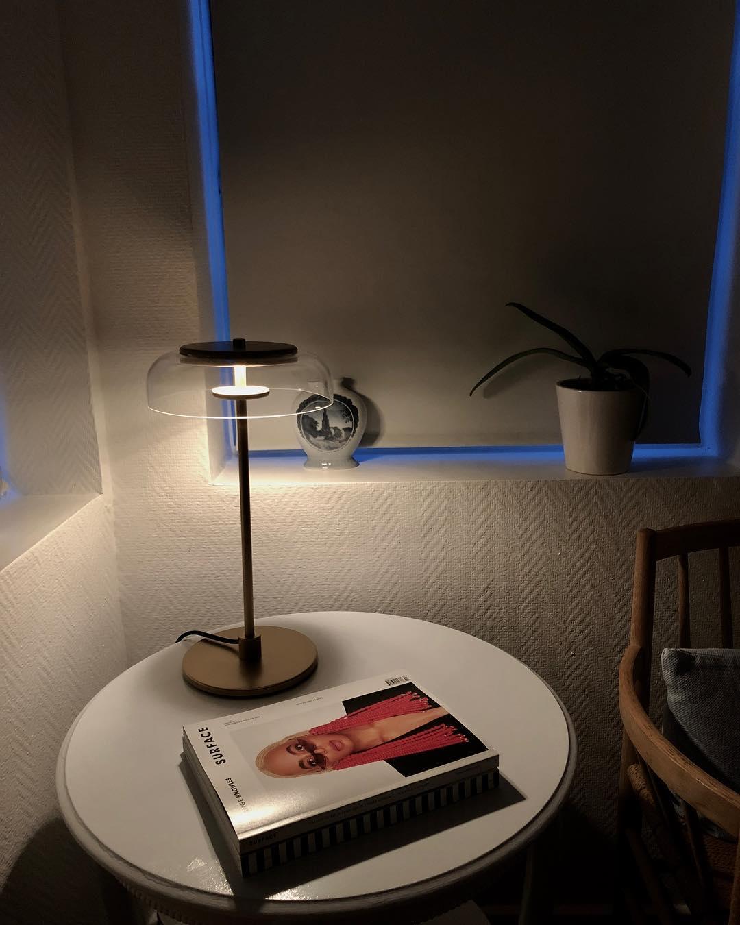 Rinelette lampada da tavolo in vetro Chiaro con Base in legno