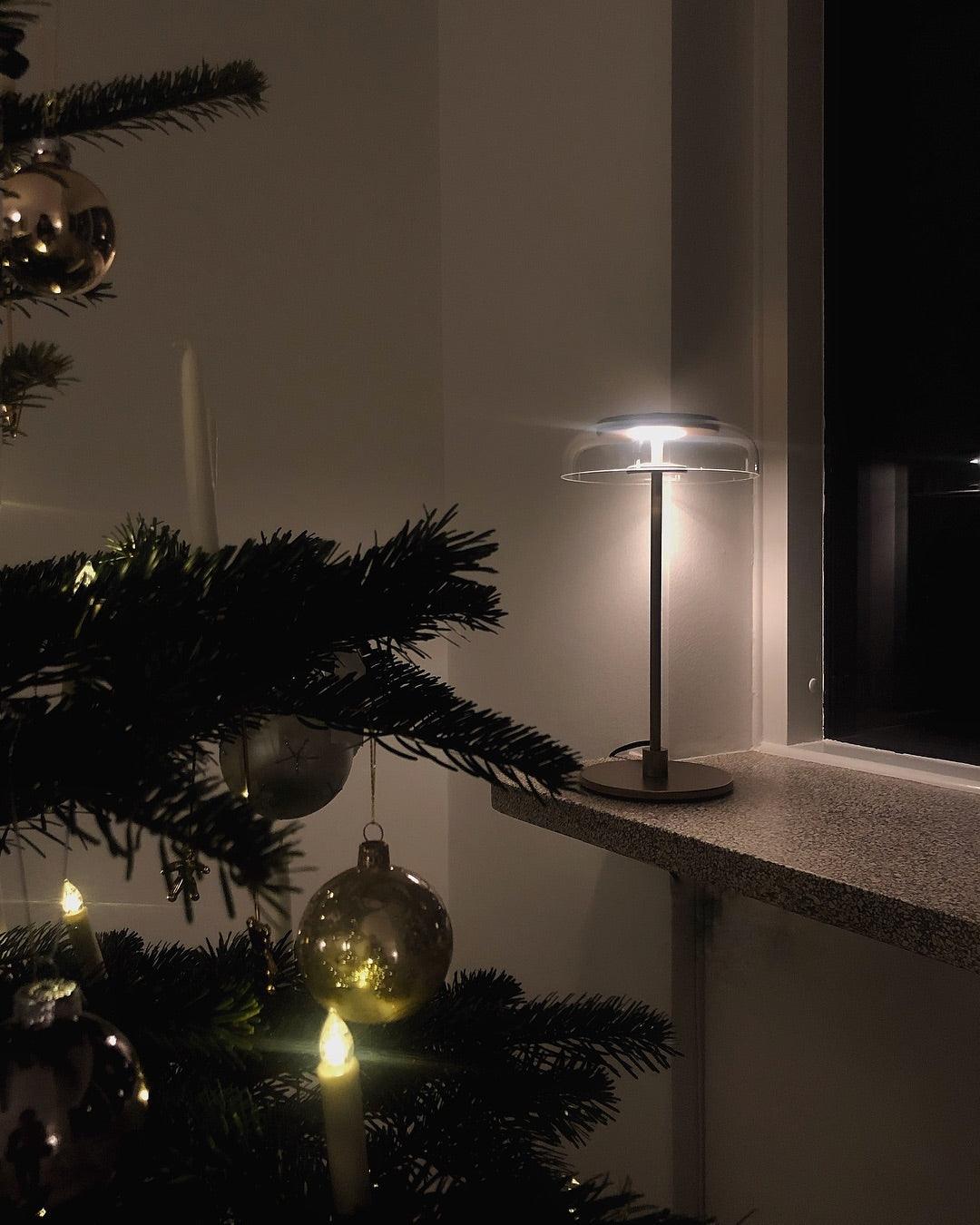 Rinelette lampada da tavolo in vetro Chiaro con Base in legno