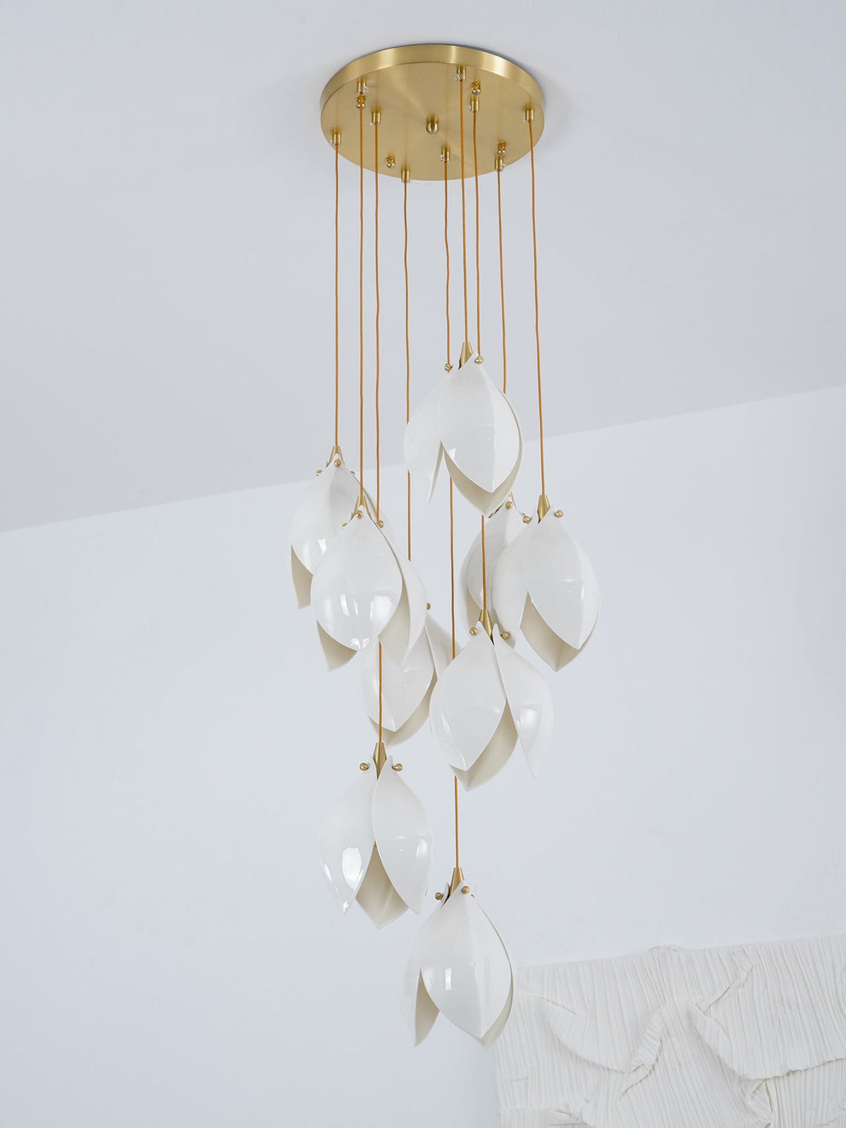 Fioenaya lampada a sospensione in Ceramica bianca con Motivo Florale floreale