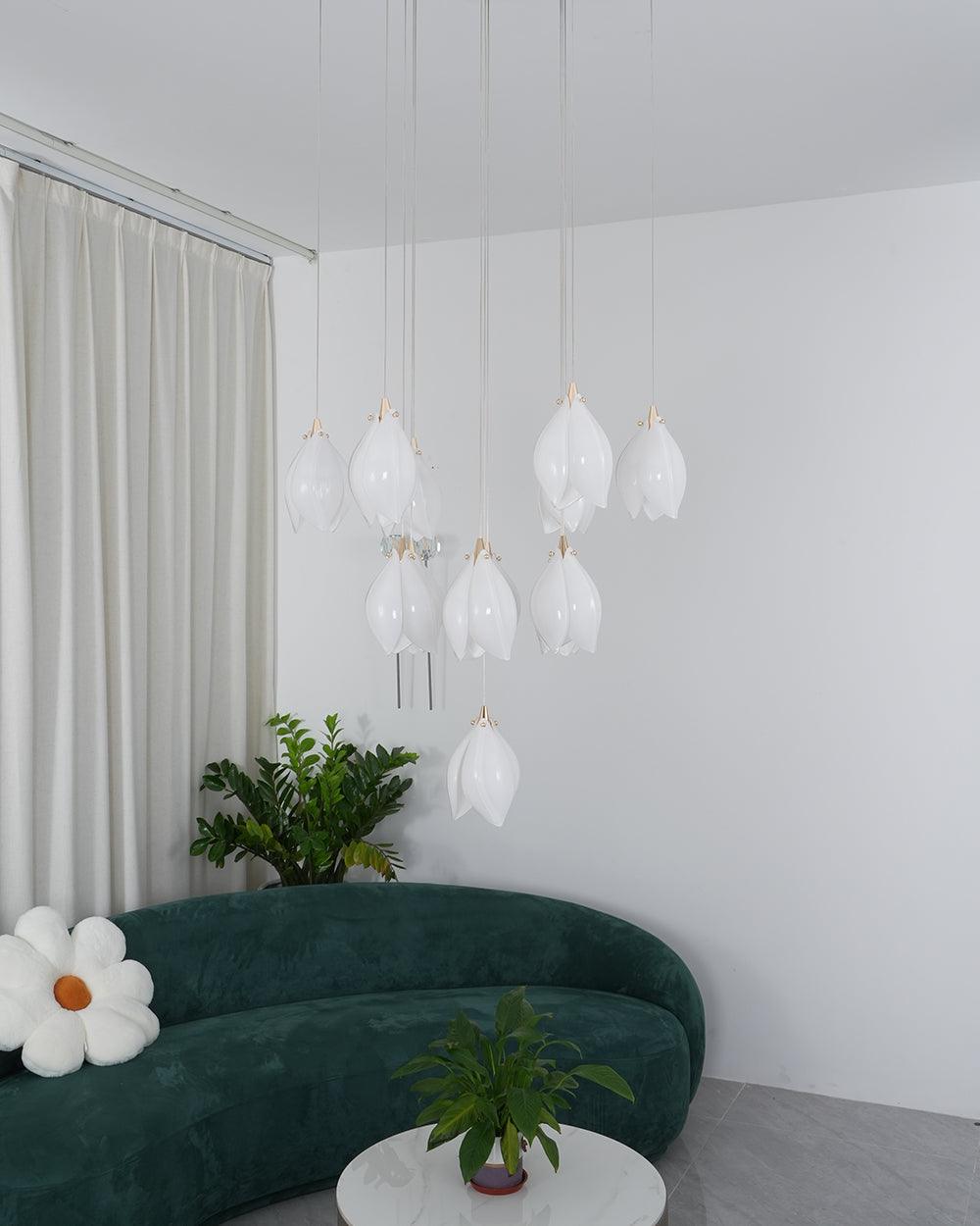 Fioenaya lampada a sospensione in Ceramica bianca con Motivo Florale floreale