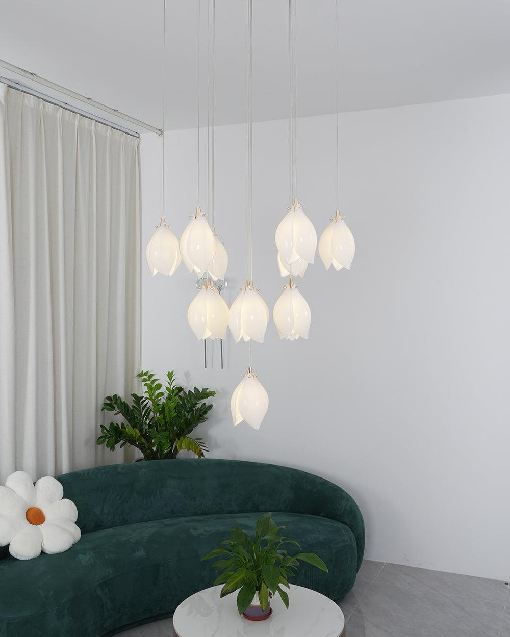 Fioenaya lampada a sospensione in Ceramica bianca con Motivo Florale floreale