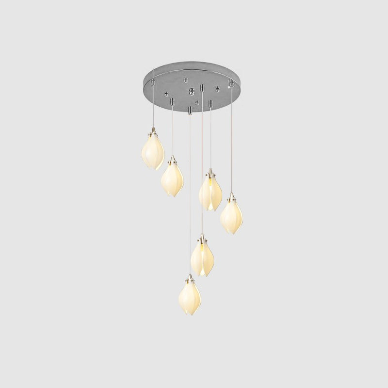 Fioenaya lampada a sospensione in Ceramica bianca con Motivo Florale floreale