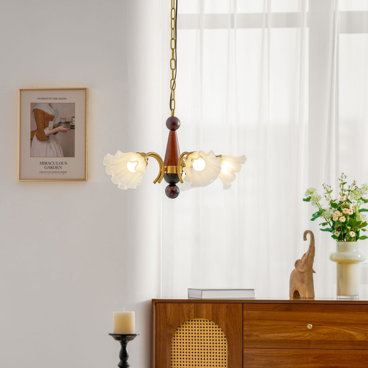 Ilvinan lampadario Eleganza Tradizionale in legno e vetro