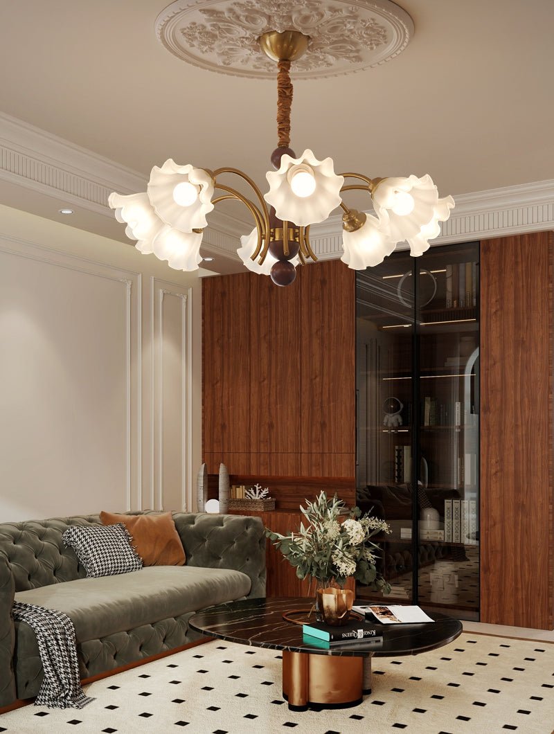Ilvinan lampadario Eleganza Tradizionale in legno e vetro