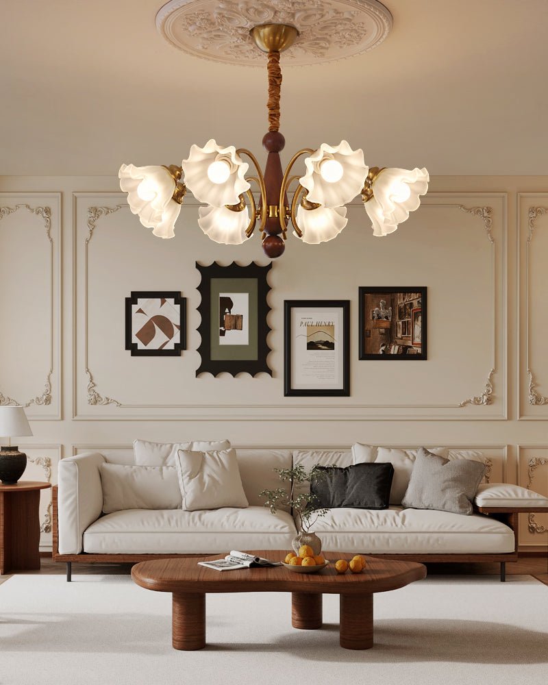 Ilvinan lampadario Eleganza Tradizionale in legno e vetro