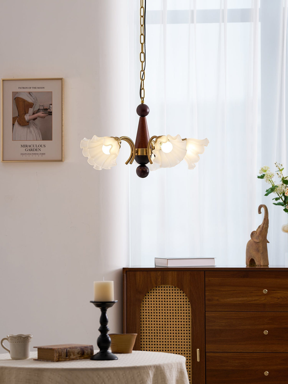 Ilvinan lampadario Eleganza Tradizionale in legno e vetro