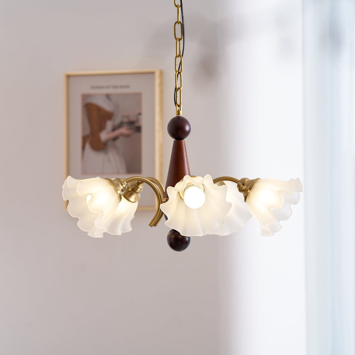 Ilvinan lampadario Eleganza Tradizionale in legno e vetro