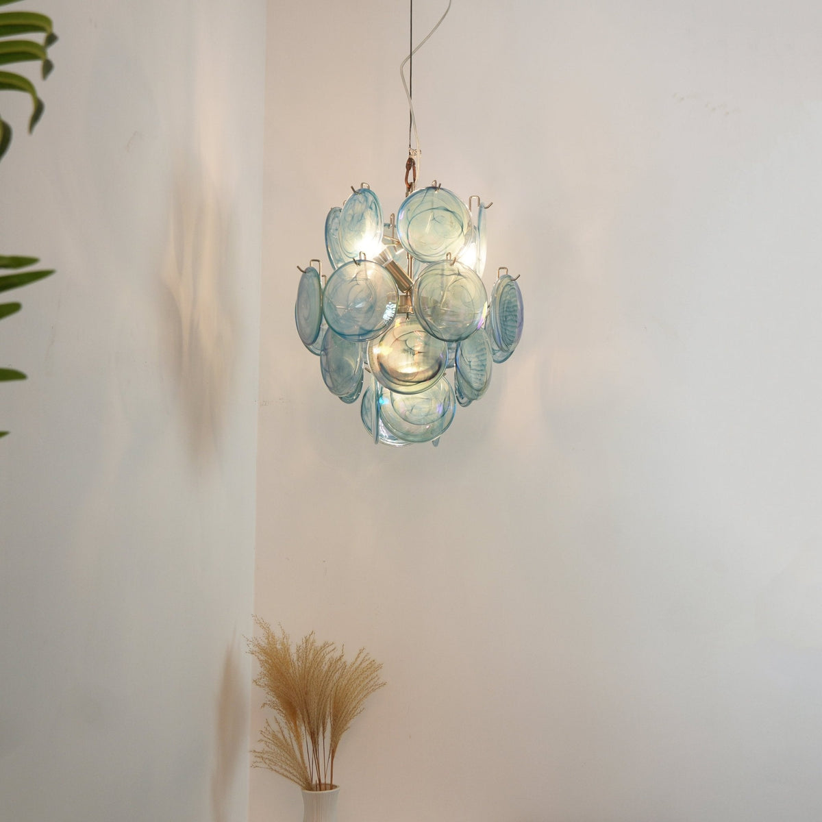 Liororine lampadario Blu vetro Murano Disco vintage