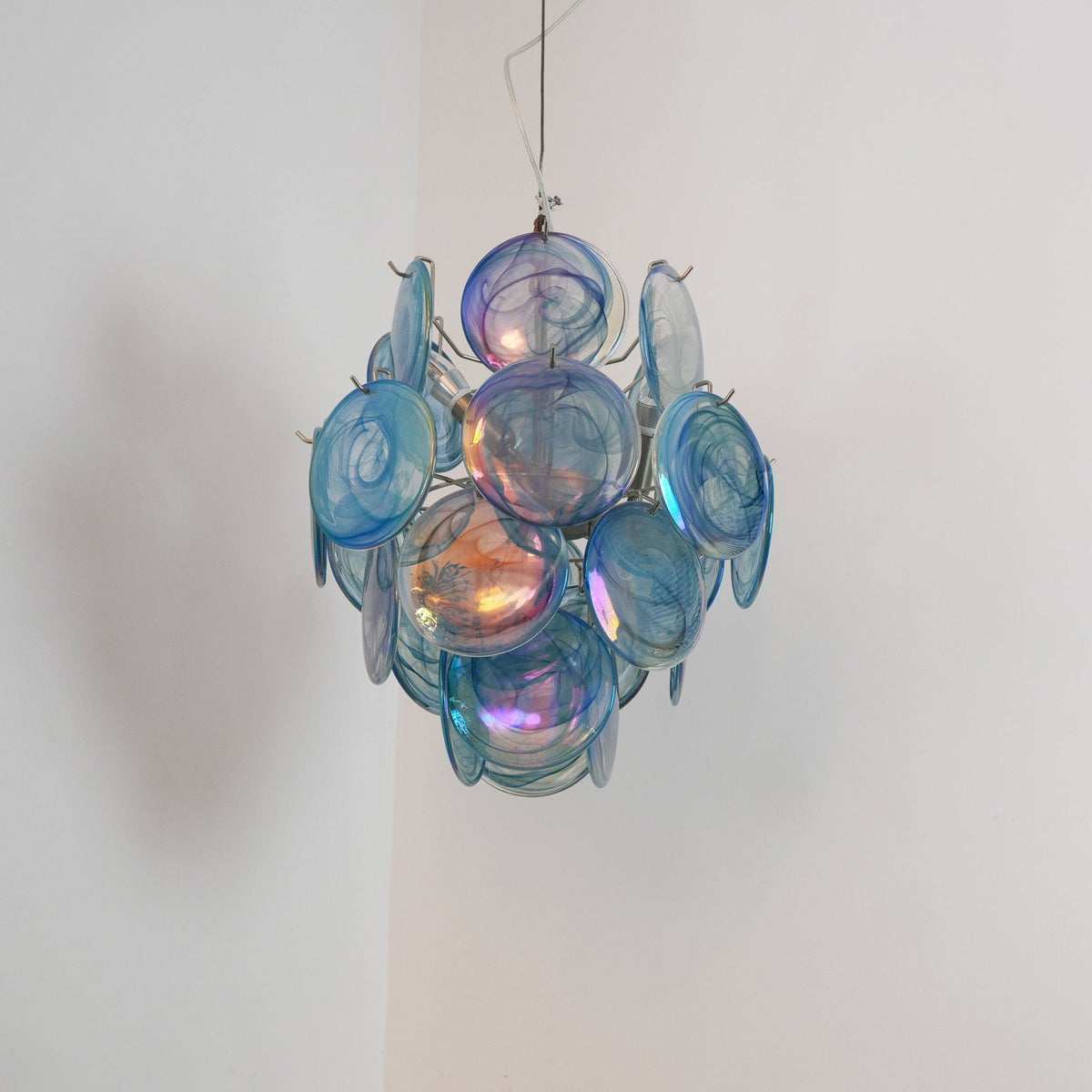 Liororine lampadario Blu vetro Murano Disco vintage