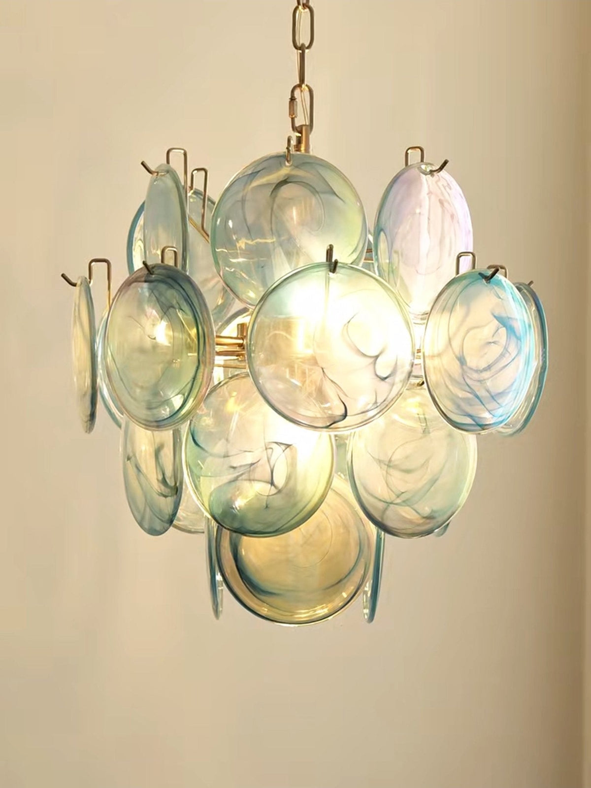 Liororine lampadario Blu vetro Murano Disco vintage