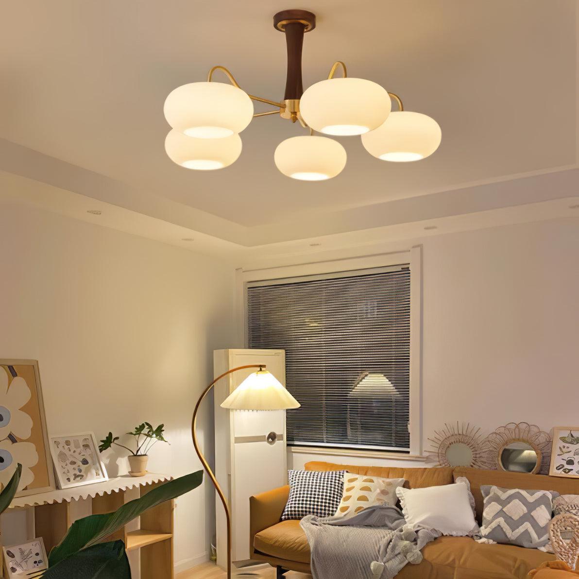 Syloella lampadario ottone legno Persimmon