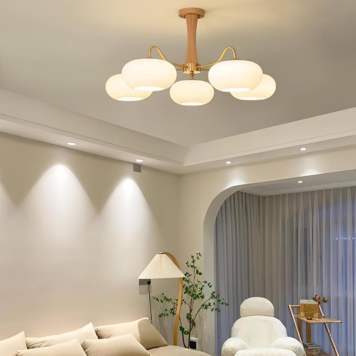 Syloella lampadario ottone legno Persimmon