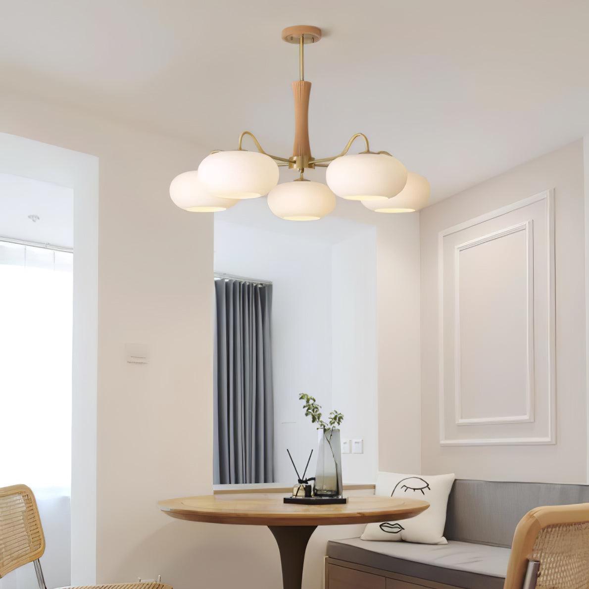 Syloella lampadario ottone legno Persimmon