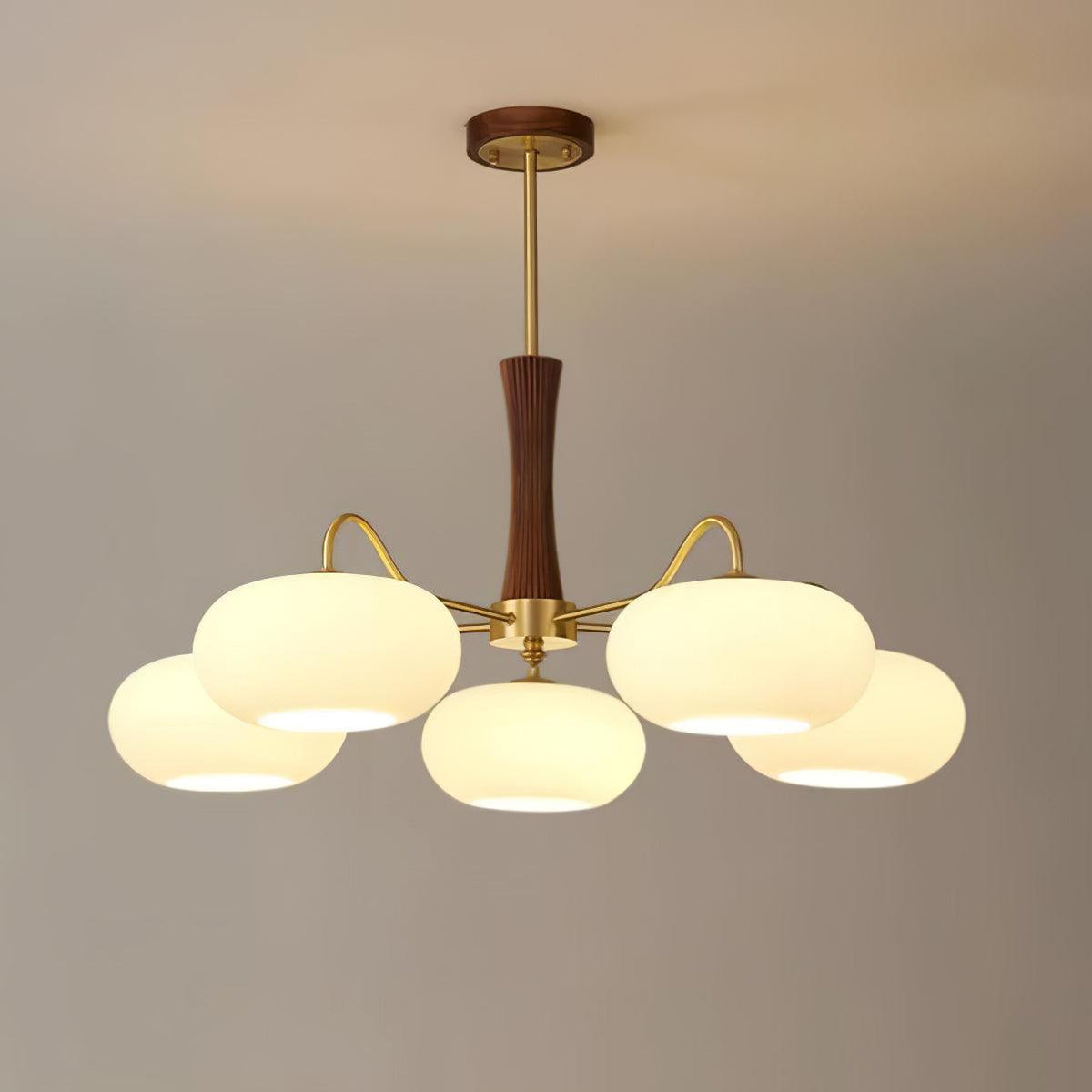 Syloella lampadario ottone legno Persimmon