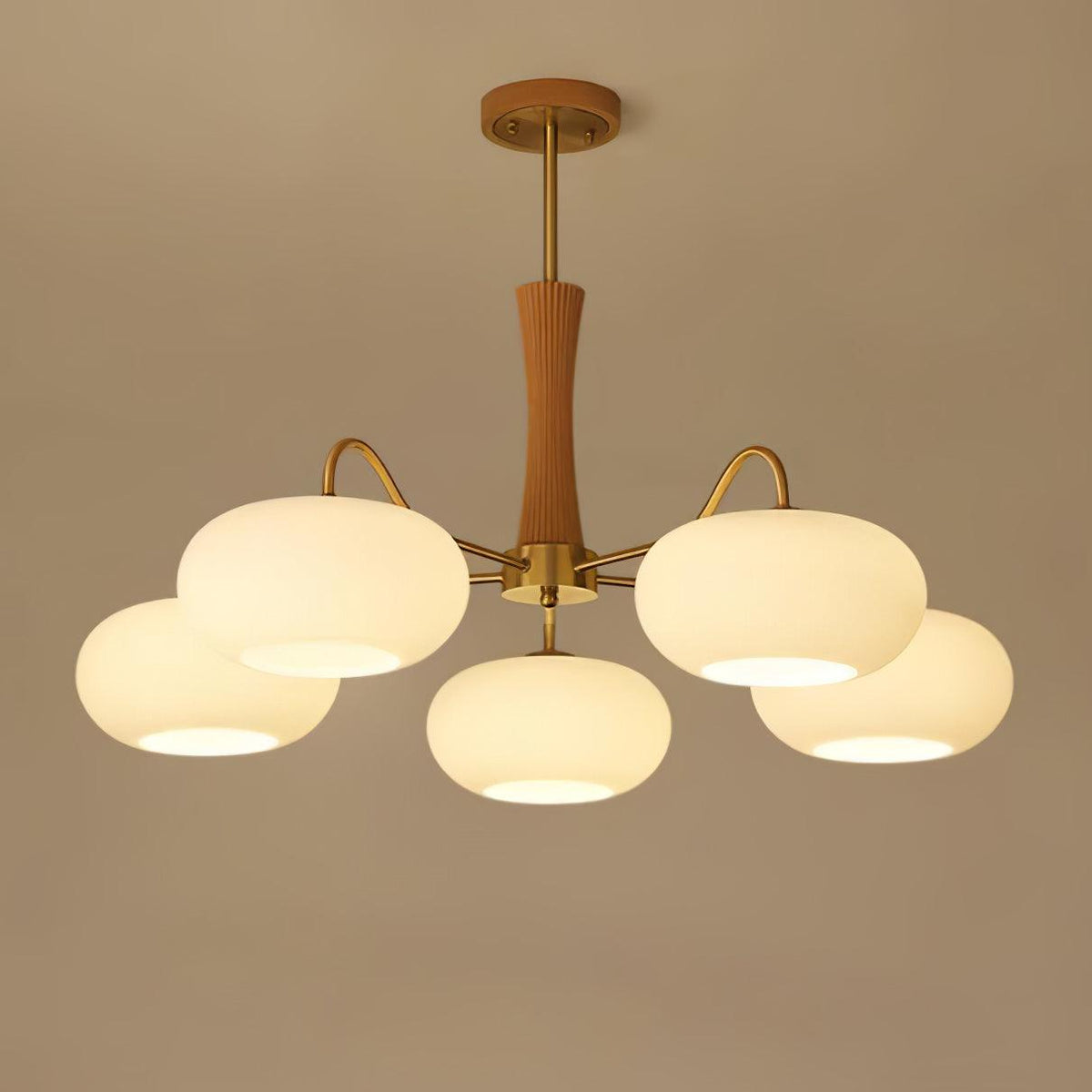 Syloella lampadario ottone legno Persimmon