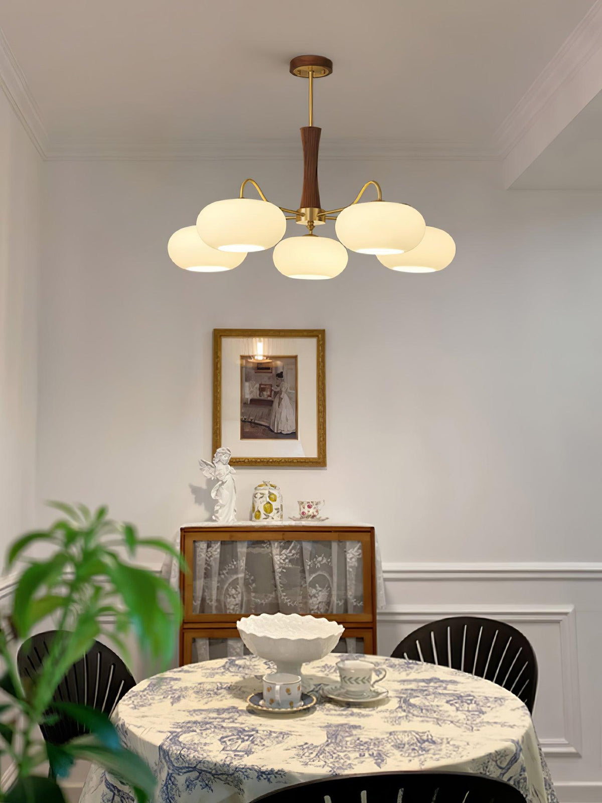 Syloella lampadario ottone legno Persimmon