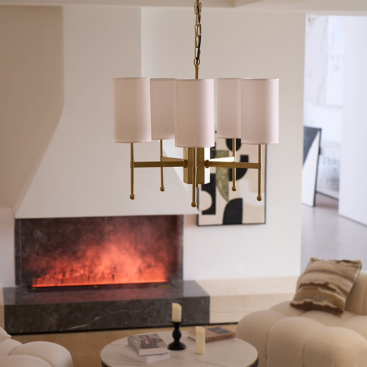 Ulcarisra lampadario in ottone e tessuto vintage Tradizionale