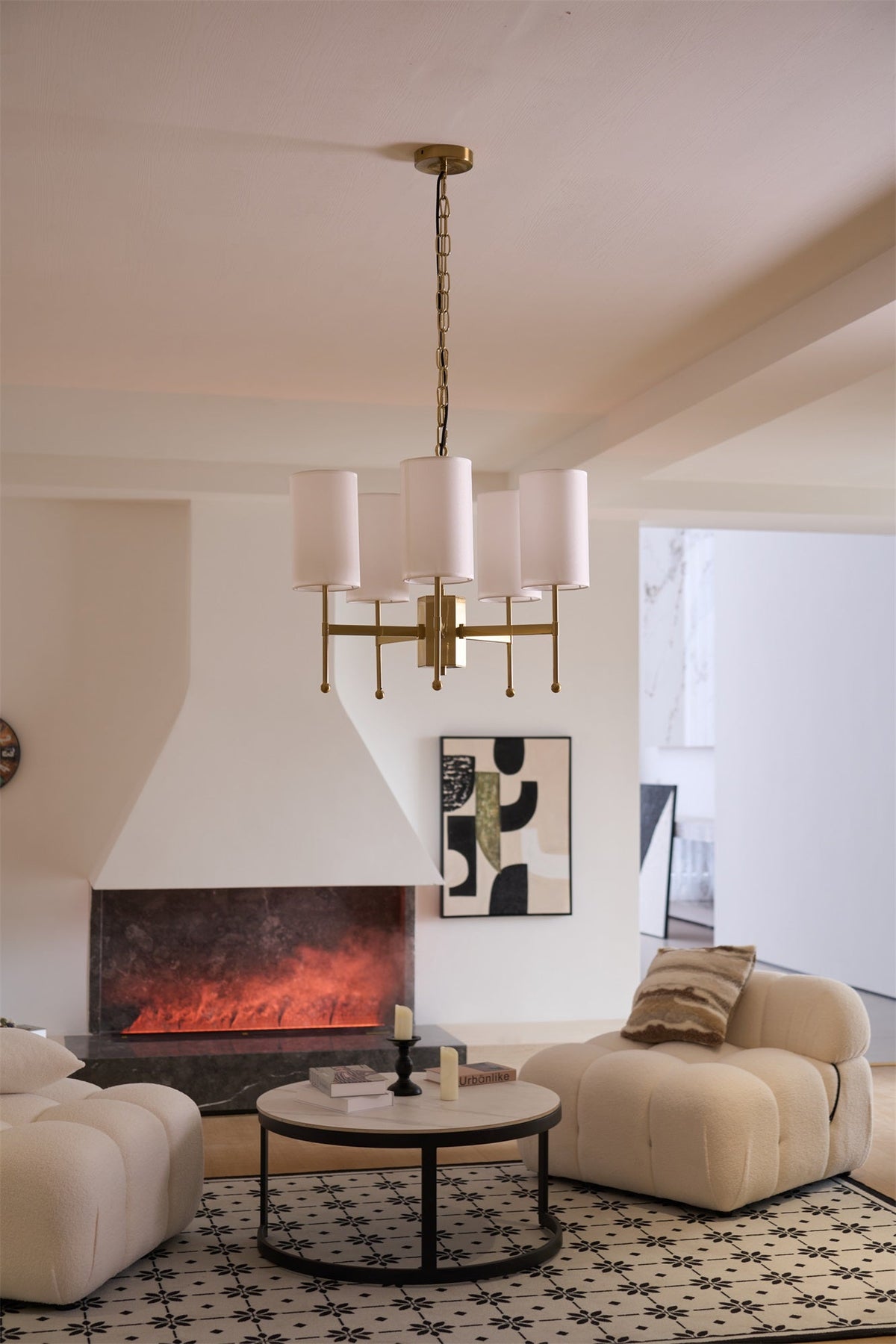 Ulcarisra lampadario in ottone e tessuto vintage Tradizionale