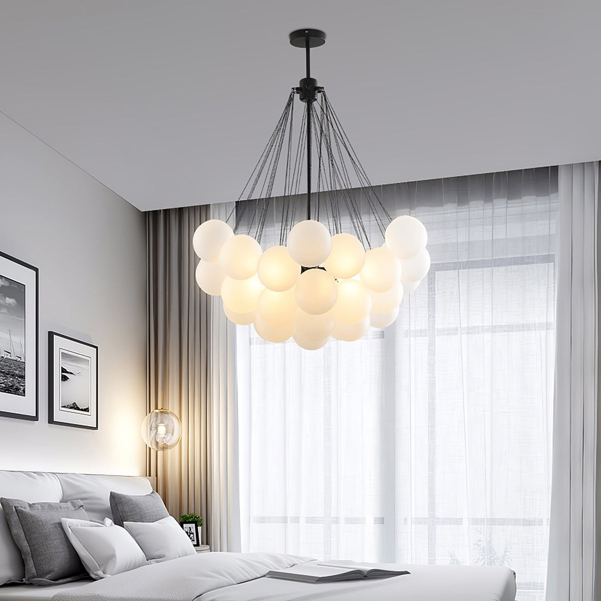 Lustra Lux Lampadario con Bolle in Vetro Satinato - Relic Pieces