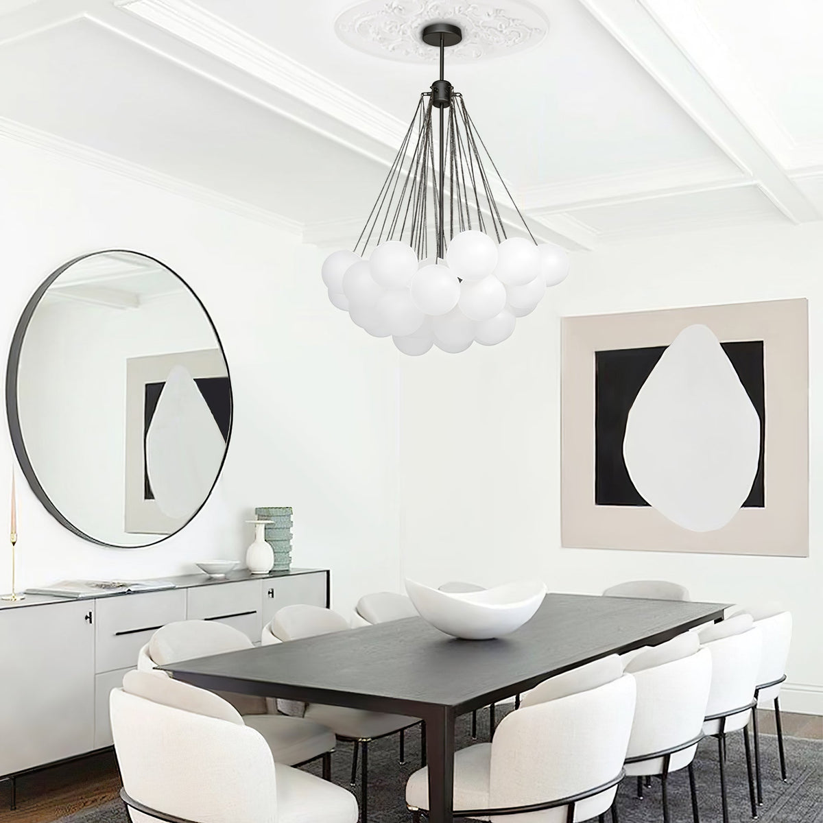 Lustra Lux Lampadario con Bolle in Vetro Satinato - Relic Pieces