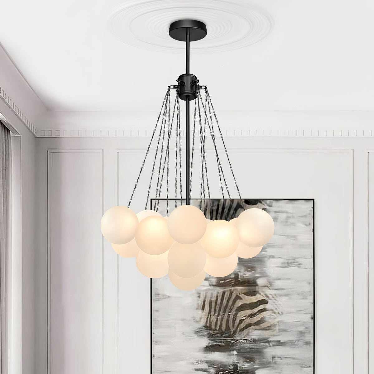 Lustra Lux Lampadario con Bolle in Vetro Satinato - Relic Pieces