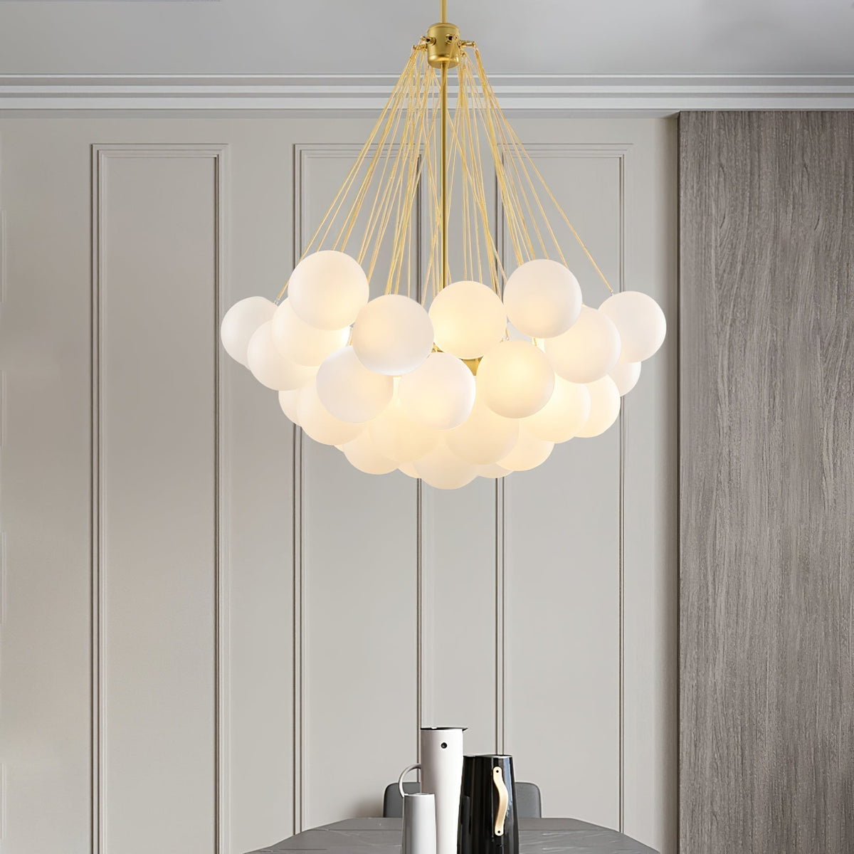 Lustra Lux Lampadario con Bolle in Vetro Satinato - Relic Pieces
