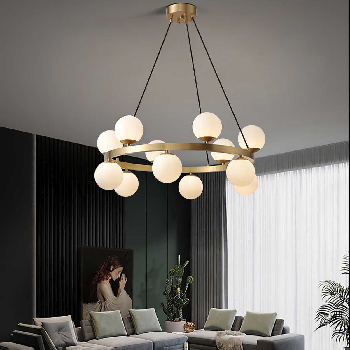 Aben lampadario sfera Anello ottone