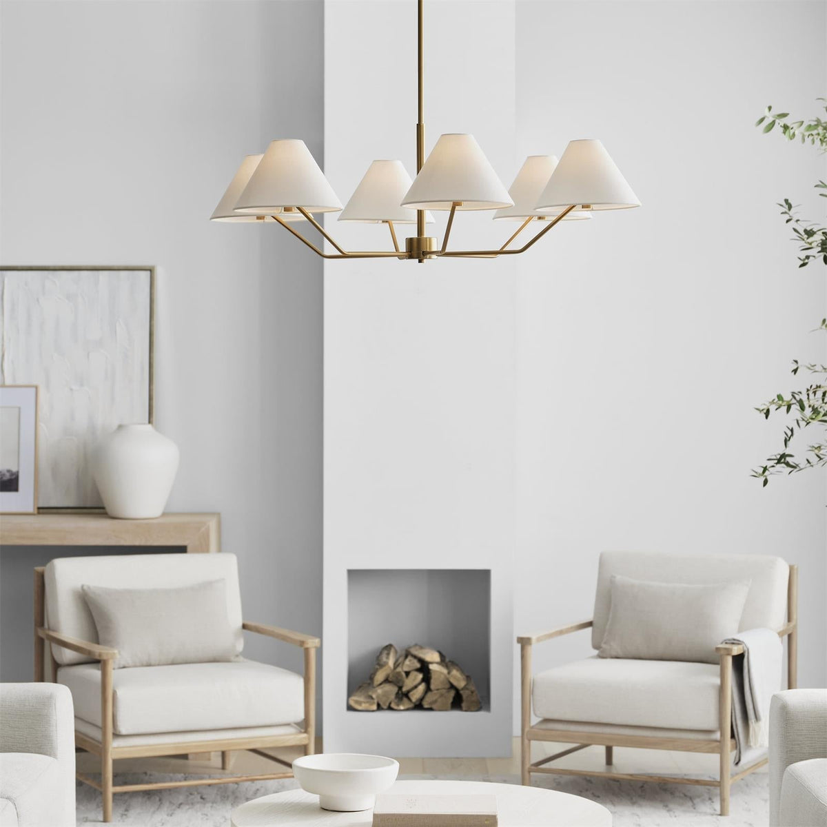 Kevenor lampadario ottone Paralumi in tessuto a Cono moderni