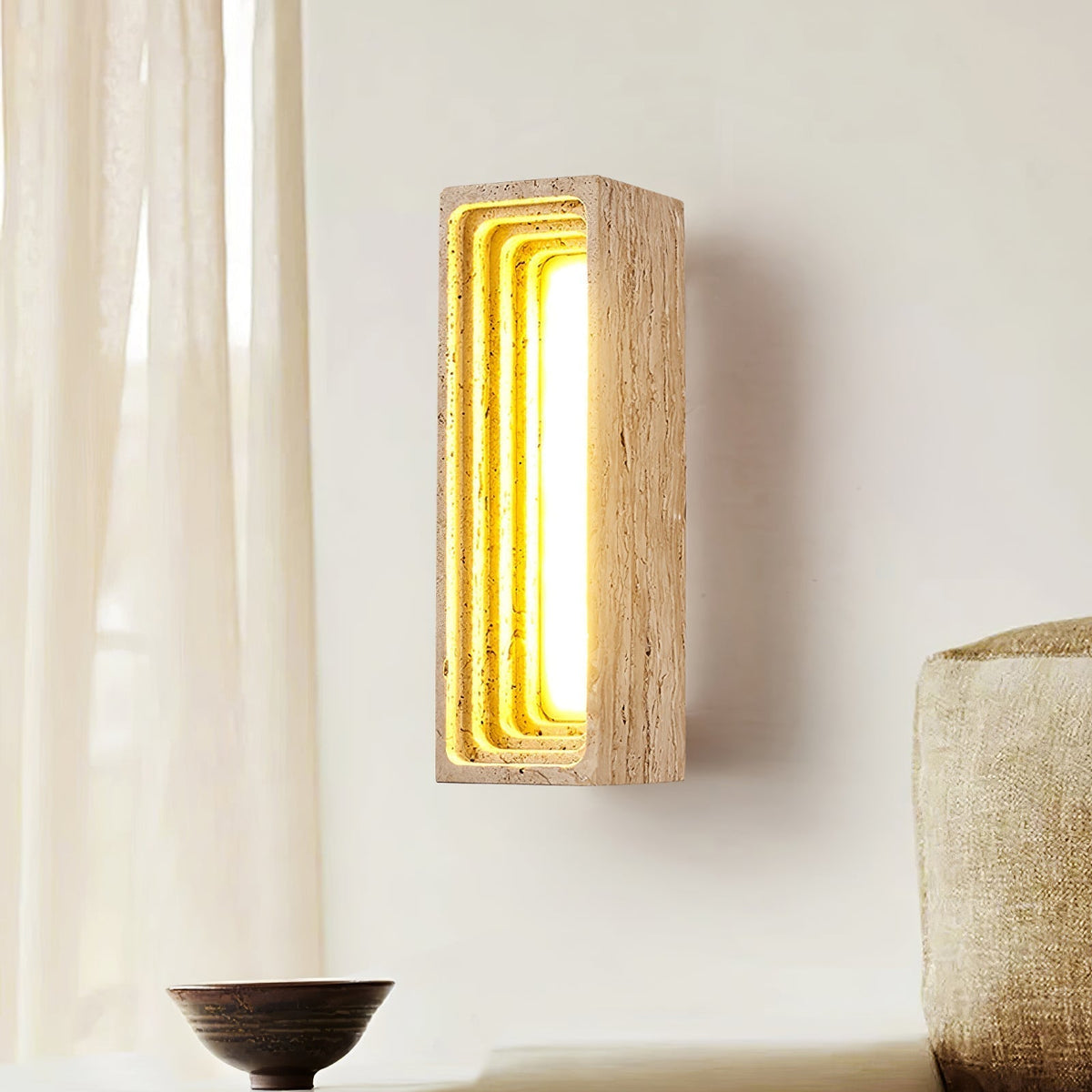 Atheila lampada da parete in travertino Giallo