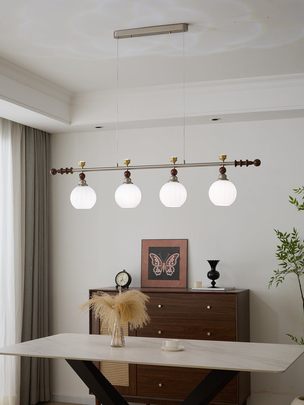 Otheia Eleganza vintage lineare in legno lampada a sospensione