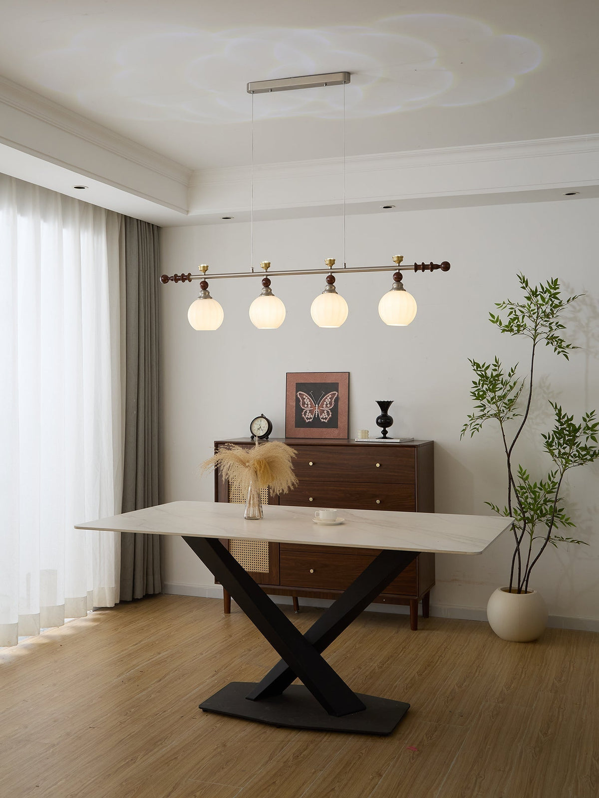 Otheia Eleganza vintage lineare in legno lampada a sospensione